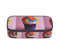 YQTGBCED Colorful Cupcakes Rainbow Flower Cake Print Large Capacity Pen Case with Organizer,Oxford Cloth Material,Multiple Compartments