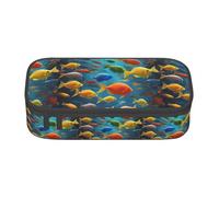 YQTGBCED Colorful Fishes Print Large Capacity Pen Case with Organizer,Oxford Cloth Material,Multiple Compartments