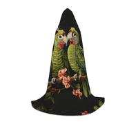 YQTGBCED Couple Parrots Olive Print Hooded Cloak For Halloween,Renaissance Style,Perfect For Role Play And Parties