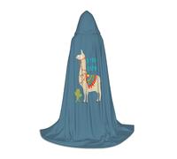 YQTGBCED Cute Cartoon Llama Cactus Print Hooded Cloak For Halloween,Renaissance Style,Perfect For Role Play And Parties