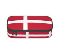 YQTGBCED Danish Flag Print Large Capacity Pen Case with Organizer,Oxford Cloth Material,Multiple Compartments