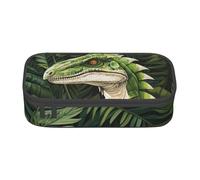 YQTGBCED Dinosaur Palm Leaf Print Large Capacity Pen Case with Organizer,Oxford Cloth Material,Multiple Compartments