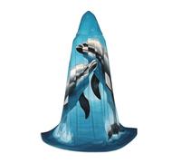 YQTGBCED Dolphins In Love Print Hooded Cloak For Halloween,Renaissance Style,Perfect For Role Play And Parties