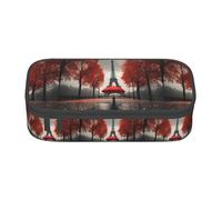 YQTGBCED Eiffel Tower with Red Umbrella Print Large Capacity Pen Case with Organizer,Oxford Cloth Material,Multiple Compartments