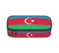 YQTGBCED Flag of Azerbaijan Print Large Capacity Pen Case with Organizer,Oxford Cloth Material,Multiple Compartments
