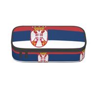 YQTGBCED Flag of Serbia Print Large Capacity Pen Case with Organizer,Oxford Cloth Material,Multiple Compartments