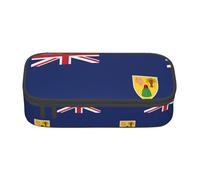 YQTGBCED Flag of The Turks and Caicos Islands Print Large Capacity Pen Case with Organizer,Oxford Cloth Material,Multiple Compartments