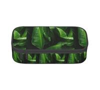 YQTGBCED Fresh Banana Leaves Print Large Capacity Pen Case with Organizer,Oxford Cloth Material,Multiple Compartments