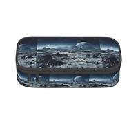 YQTGBCED Galaxy Moon Space Print Large Capacity Pen Case with Organizer,Oxford Cloth Material,Multiple Compartments
