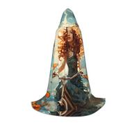 YQTGBCED Girl Bicycle Butterfly Print Hooded Cloak For Halloween,Renaissance Style,Perfect For Role Play And Parties