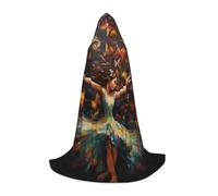 YQTGBCED Girl Dance Butterfly Print Hooded Cloak For Halloween,Renaissance Style,Perfect For Role Play And Parties