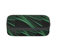 YQTGBCED Green Curve Texture Print Large Capacity Pen Case with Organizer,Oxford Cloth Material,Multiple Compartments