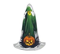 YQTGBCED Green Ghost Horror Halloween Pumpkin Print Hooded Cloak For Halloween,Renaissance Style,Perfect For Role Play And Parties