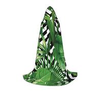 YQTGBCED Green Leaves Of Palm Tree Tropical Plant Print Hooded Cloak For Halloween,Renaissance Style,Perfect For Role Play And Parties