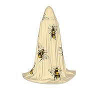 YQTGBCED Honey Bee Print Hooded Cloak For Halloween,Renaissance Style,Perfect For Role Play And Parties