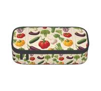 YQTGBCED Introduction of Various Vegetables Print Large Capacity Pen Case with Organizer,Oxford Cloth Material,Multiple Compartments