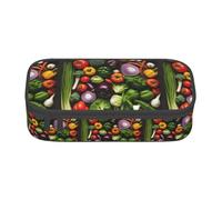 YQTGBCED Introduction of Various Vegetables Print Large Capacity Pen Case with Organizer,Oxford Cloth Material,Multiple Compartments