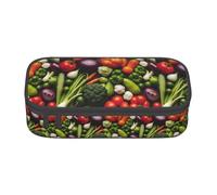 YQTGBCED Introduction of Various Vegetables Print Large Capacity Pen Case with Organizer,Oxford Cloth Material,Multiple Compartments