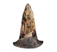 YQTGBCED Italian Street Print Hooded Cloak For Halloween,Renaissance Style,Perfect For Role Play And Parties