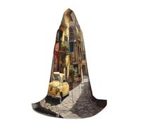 YQTGBCED Italian Street Print Hooded Cloak For Halloween,Renaissance Style,Perfect For Role Play And Parties
