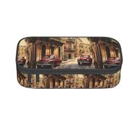 YQTGBCED Italian Street Print Large Capacity Pen Case with Organizer,Oxford Cloth Material,Multiple Compartments