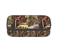 YQTGBCED Italian Street Print Large Capacity Pen Case with Organizer,Oxford Cloth Material,Multiple Compartments