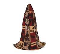 YQTGBCED Lodge Bear Deer Fish Print Hooded Cloak For Halloween,Renaissance Style,Perfect For Role Play And Parties