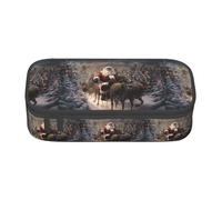 YQTGBCED Merry Christmas Print Large Capacity Pen Case with Organizer,Oxford Cloth Material,Multiple Compartments