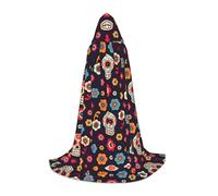 YQTGBCED Mexican Skull Print Hooded Cloak For Halloween,Renaissance Style,Perfect For Role Play And Parties