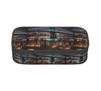 YQTGBCED New York Manhattan Bridge Night Print Large Capacity Pen Case with Organizer,Oxford Cloth Material,Multiple Compartments