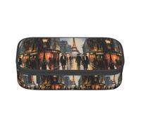 YQTGBCED Oil Painting Paris Street Scene Eiffel Tower Print Large Capacity Pen Case with Organizer,Oxford Cloth Material,Multiple Compartments
