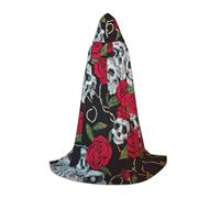 YQTGBCED Rose Skull Eyes Print Hooded Cloak For Halloween,Renaissance Style,Perfect For Role Play And Parties