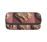 YQTGBCED Wood Heart Print Large Capacity Pen Case with Organizer,Oxford Cloth Material,Multiple Compartments