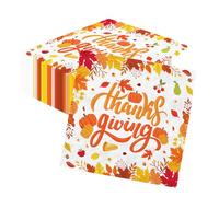 YQUQWN 50 PCS Thanksgiving Party Supplies 6.5 x 6.5 Inch Disposable Luncheon Autumn Decorative Napkin Holiday Harvest Home Party Supplies Thanksgiving Table Decor