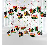 YQUQWN -50 Pieces Black History Month Hanging Swirls Party Decorations Black Story Decorations Black History Month Decorations for Classroom, African BHM that