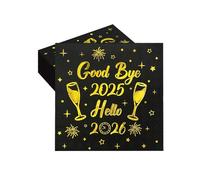 YQUQWN 50Pcs New Year's Napkins 5 x 5 Inch, 2026 Disposable lunch Napkins 2026 New Year Party 2026 New Year's Celebrations Supplies NYE Party Dinner Dessert Home & Table Decorations