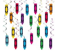 YQUQWN, 52 Pcs Back to School Crayon Hanging Swirls Decorations, No DIY, Back To School Swirls Crayon Classroom Decor, Welcome Back To School Decorations for Classroom Back to School Party Decorations