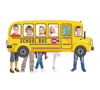 YQUQWN School Bus Photo Prop, Large 76.2X 33 Inch Back to School Backdrop Party Sign Decoration, Selfie Frame Yellow Bus Background Banner for Students First Day Birthday Photo Booth Party Supplies