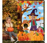 YQUQWN Thanksgiving Photography Backdrop Pumpkin Photo Background 59 x 39.4 Inch Large Scarecrow Background Fall Harvest Decorations Supplies Autumn Events Photo Props with Rope