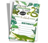 YQV Reptile Birthday Party Invitations, 20-Count Snake Lizard Crocodile Theme Birthday Party Invites With Envelopes-HBYQK-B35