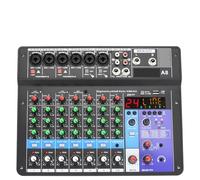 YQVEOT Audio Mixer, 8 Channel Mixing Console 24 Effect 48V Bluetooth Audio Sound Mixer USB PC Record Play Table