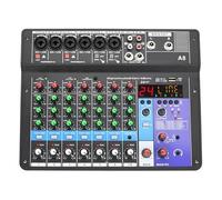 YQVEOT Audio Mixer, 8 Channel Mixing Console 24 Effect 48V Bluetooth Audio Sound Mixer USB PC Record Play Table