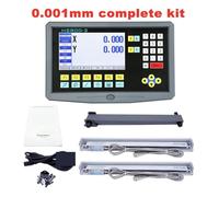 YQVEOT Linear Scale, Multilingual 2 Axis LCD Kit HS800-2 Turning Lathe Milling Digital Readout Linear Glass Scale Encoder Grating Ruler(0.001mm complete set)