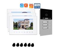 YQVEOT Video Doorbells, 7 Inch Tuya Smart App 1080P Video Intercom Wireless Wifi 1-4 Households RFIC Card Doorbell Doorphone Villa Intercom Doorman(P253C-3M714W3-86G3)