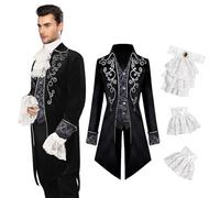 YQVGFBY Medieval Clothing Men's Costume: Steampunk Jacket, Gothic Tailcoat, Victorian Tailcoat for Men, Halloween Pirate Vampire Cosplay Outfit (Costumes B, M)