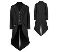YQVGFBY Men's Gothic Steampunk Tailcoat Men,Medieval Victorian Vintage Jacket Uniform Long Tuxedo,Renaissance Pirate Vampire Party Cosplay Costumes for Adults Men (Black, 4XL)