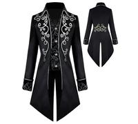 YQVGFBY Men's Steampunk Vintage Tailcoat Jacket Gothic Tailcoat Coat Carnival Costumes,Medieval Clothing Men,Halloween Costume Men (Black, M)