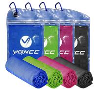 YQXCC 4 Pack Cooling Towel (120x30 cm) Ice Towel for Neck, Microfibre Cool Towel, Soft Breathable Chilly Towel for Yoga, Golf, Gym, Camping, Running, Workout & More Activities