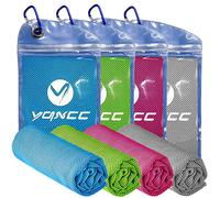 YQXCC 4 Pack Cooling Towel (120x30 cm) - Microfibre Ice Towel for Neck, Yoga, Golf, Gym & More