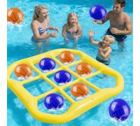 YQXTOOEL 2-in-1 Inflatable Pool Tictac Game with 10 Balls, Ropes & Sandbags - Giant Floating Grid Puzzle for Kids, Teens & Adults -2-10 Players Summer Water Toys for Pool Party, Beach & Backyard Fun